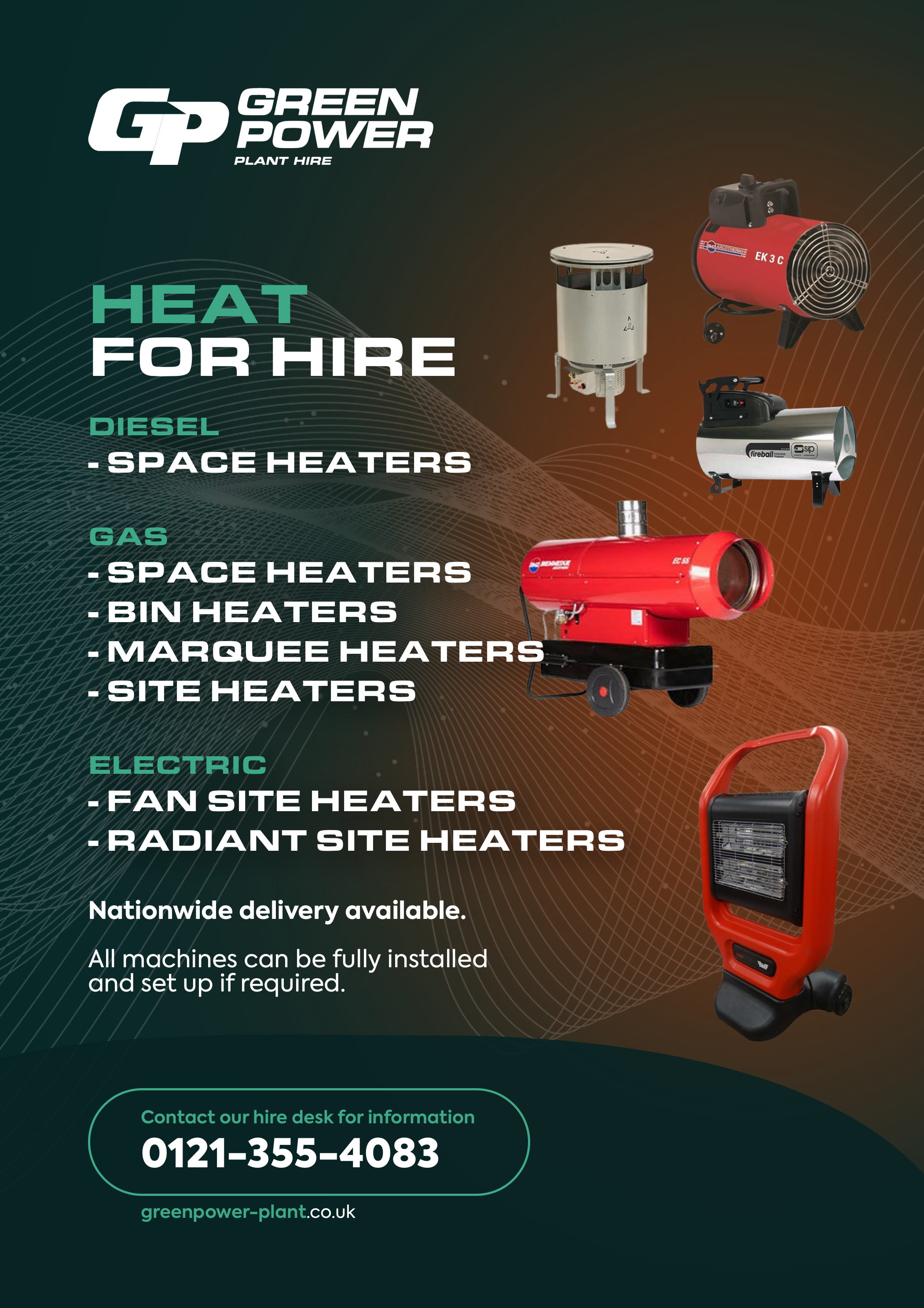 Green Power Heat For Hire flyer