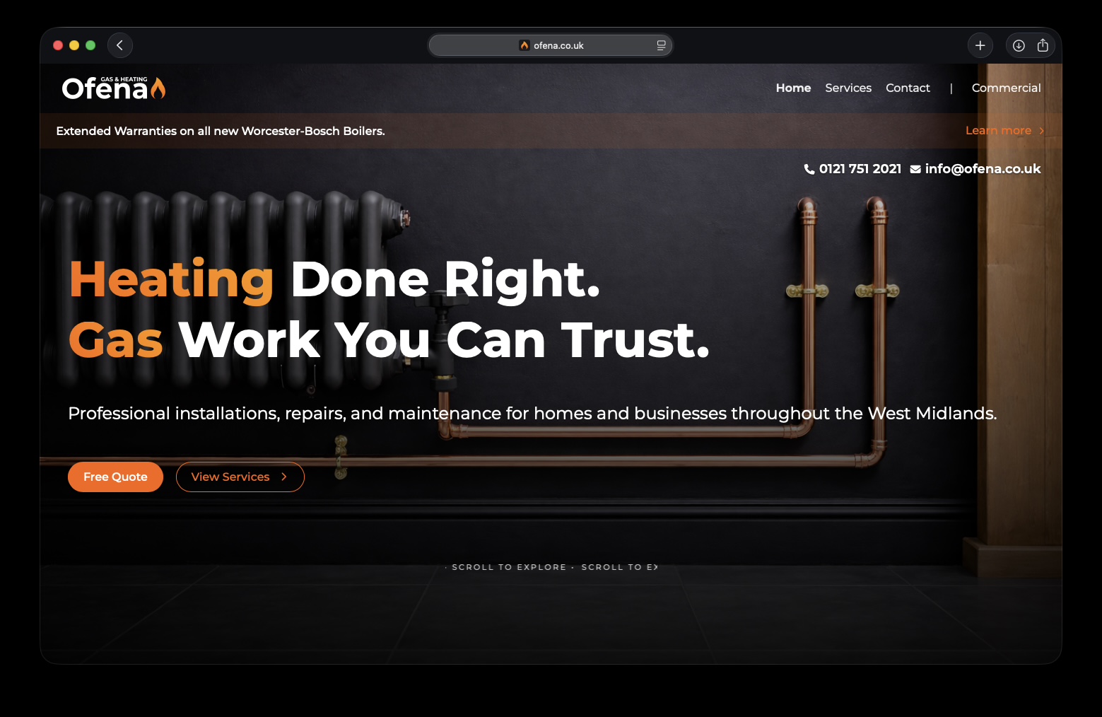 Ofena homepage website screenshot